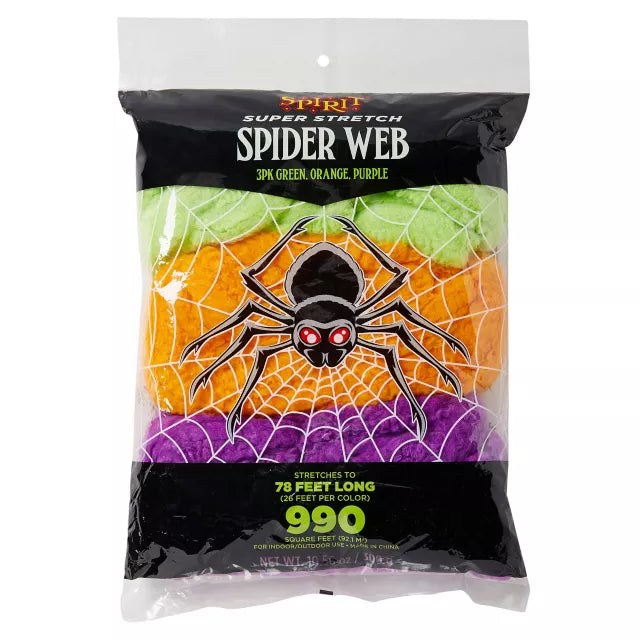 Multi-Pack Colored Spider Web Decoration