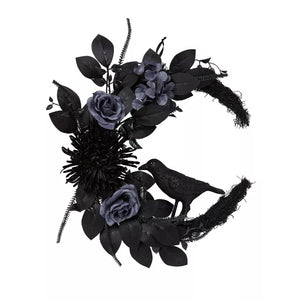 Mystical Arts Black Flower Crow Wreath