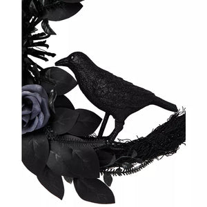 Mystical Arts Black Flower Crow Wreath