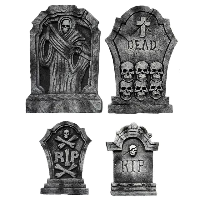 Multi-Pack Skull Tombstones - 4 Pack