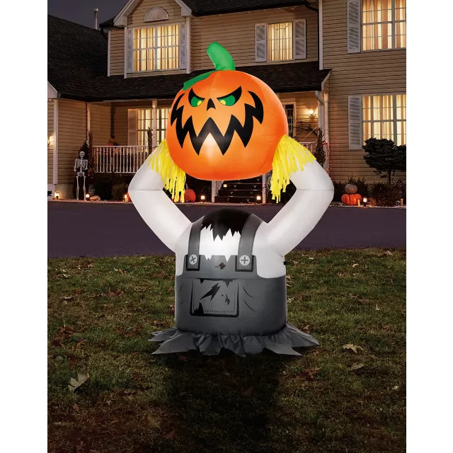 5 Ft 6 In Light-Up Pumpkin Scarecrow Inflatable Decoration