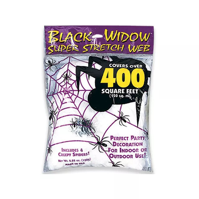 White Superstretch Spider Web Decoration
