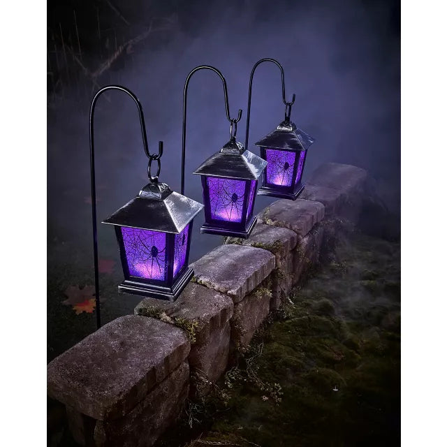Purple LED Creepy Spider Lantern Pathway Markers - 3 Pack