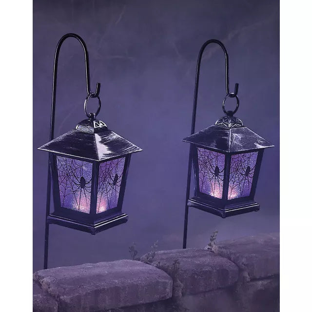 Purple LED Creepy Spider Lantern Pathway Markers - 3 Pack