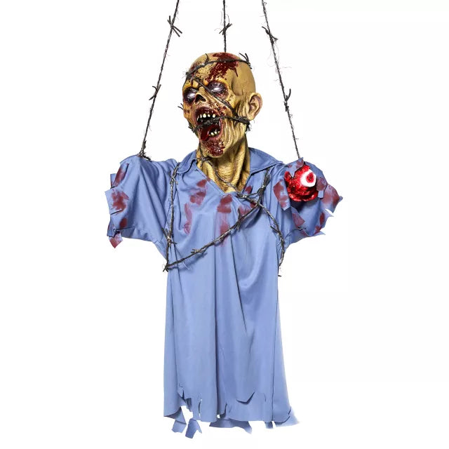 Hanging Barbwire Zombie Decoration