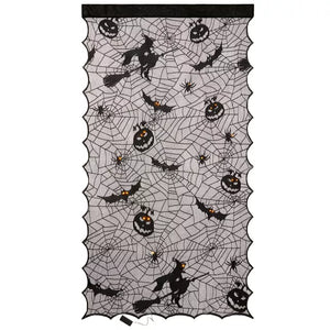 Light-Up Lace Spider Web Window Curtain