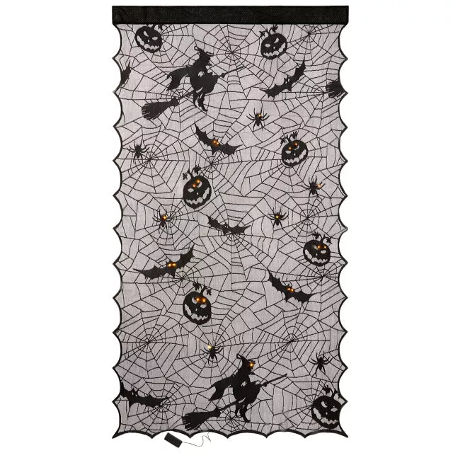 Light-Up Lace Spider Web Window Curtain
