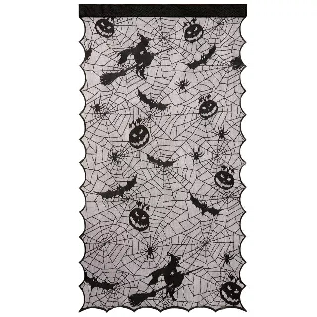 Light-Up Lace Spider Web Window Curtain