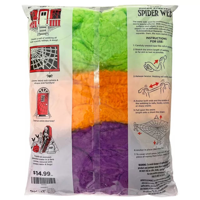 Multi-Pack Colored Spider Web Decoration