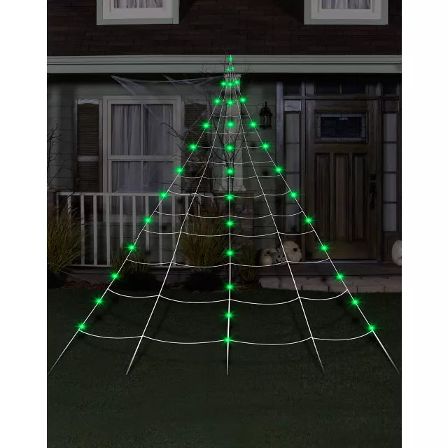 10 ft. Light-Up Green Spider Web