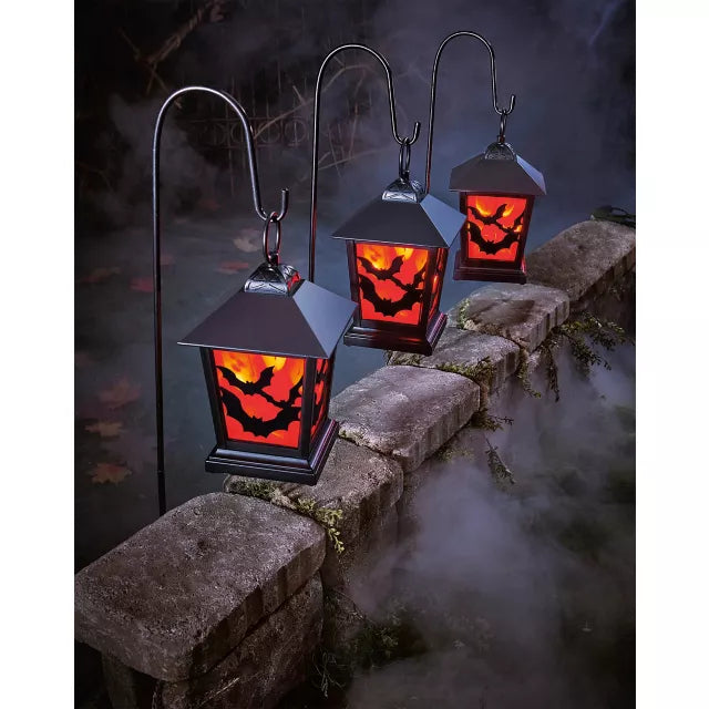Red LED Creepy Bats Lantern Pathway Markers - 3 Pack
