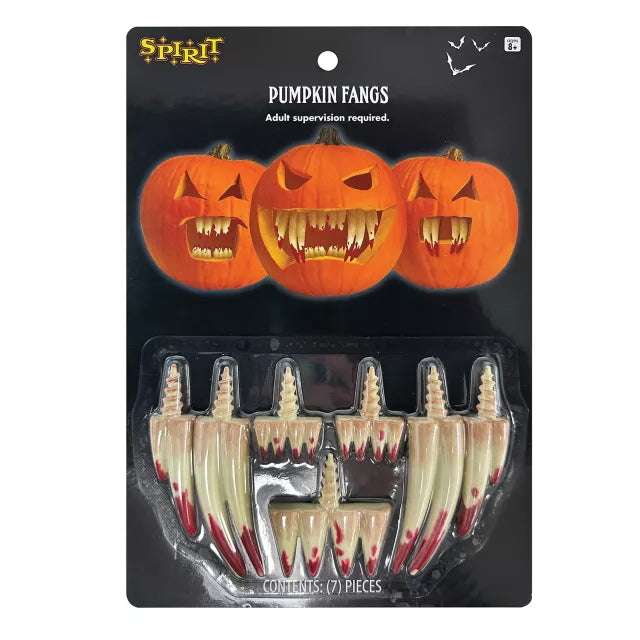 Bloody Pumpkin Fangs - 7 Pack