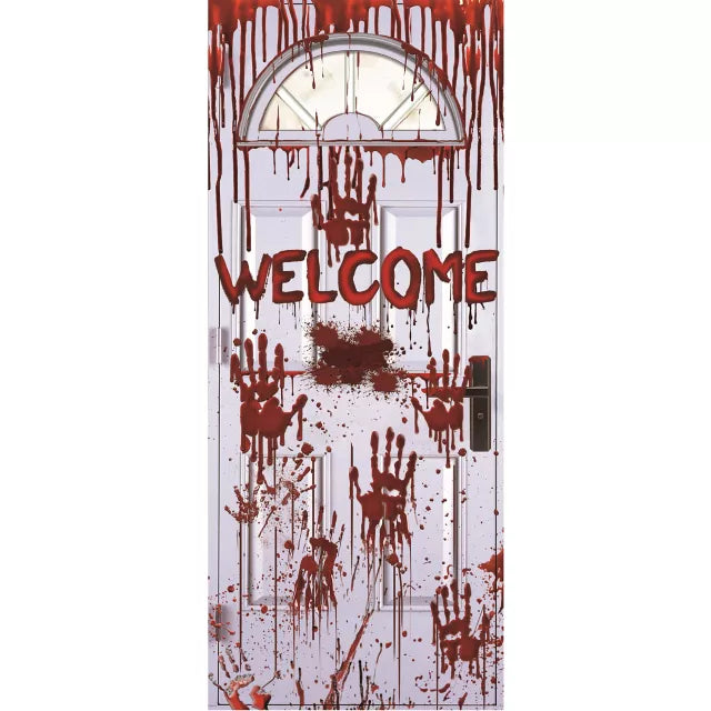 Bloody Handprints Welcome Door Cover