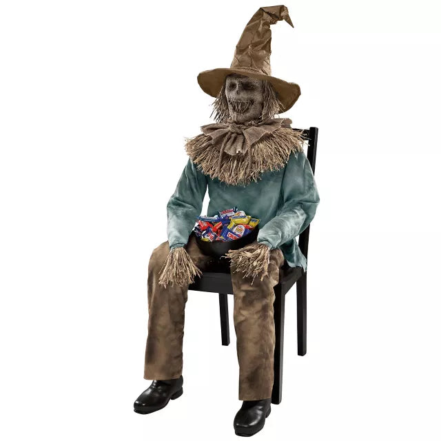 4 Ft 6 In Scary Sitting Scarecrow Animatronic