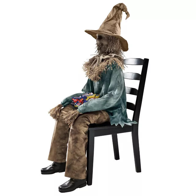 4 Ft 6 In Scary Sitting Scarecrow Animatronic
