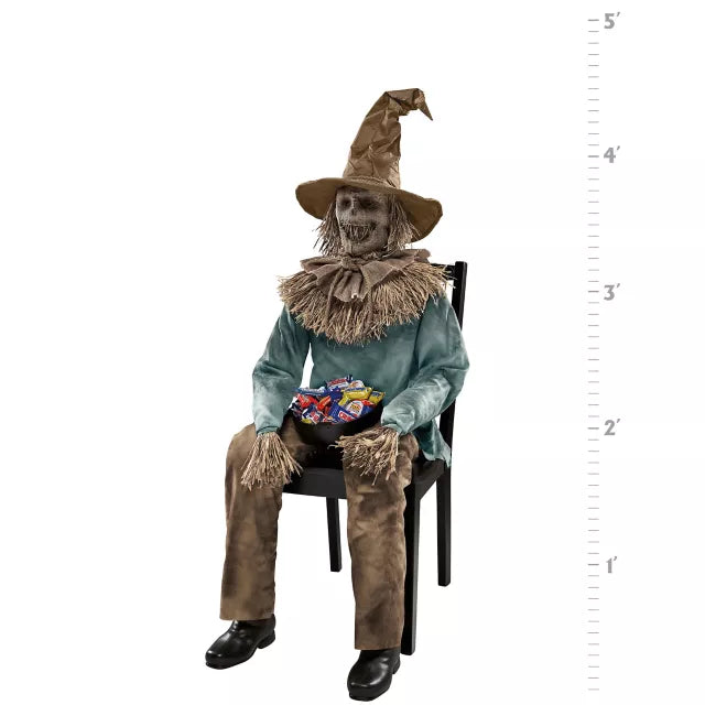 4 Ft 6 In Scary Sitting Scarecrow Animatronic