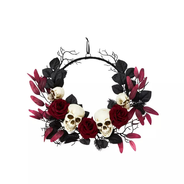 Gothic Noir Skull Wreath