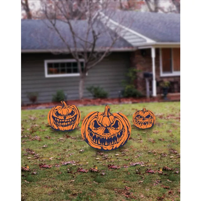 Scary Pumpkin Signs Lawn Decor Set - 3 Pack