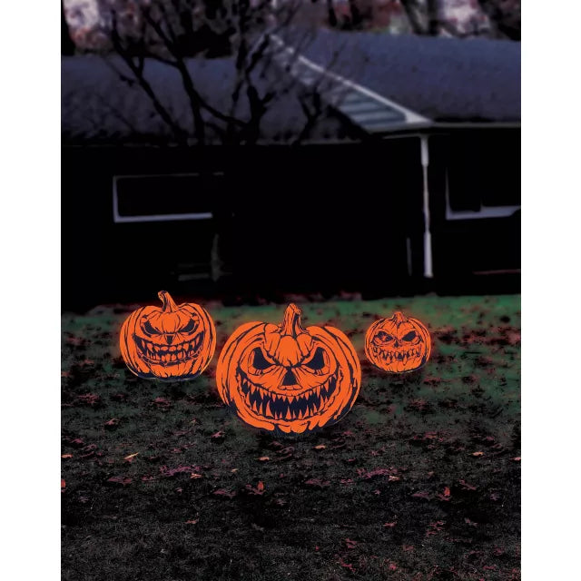 Scary Pumpkin Signs Lawn Decor Set - 3 Pack