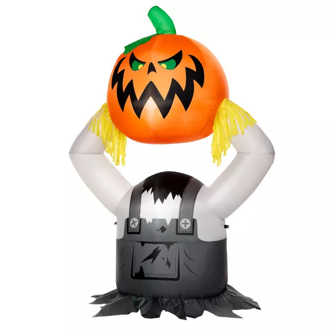 5 Ft 6 In Light-Up Pumpkin Scarecrow Inflatable Decoration