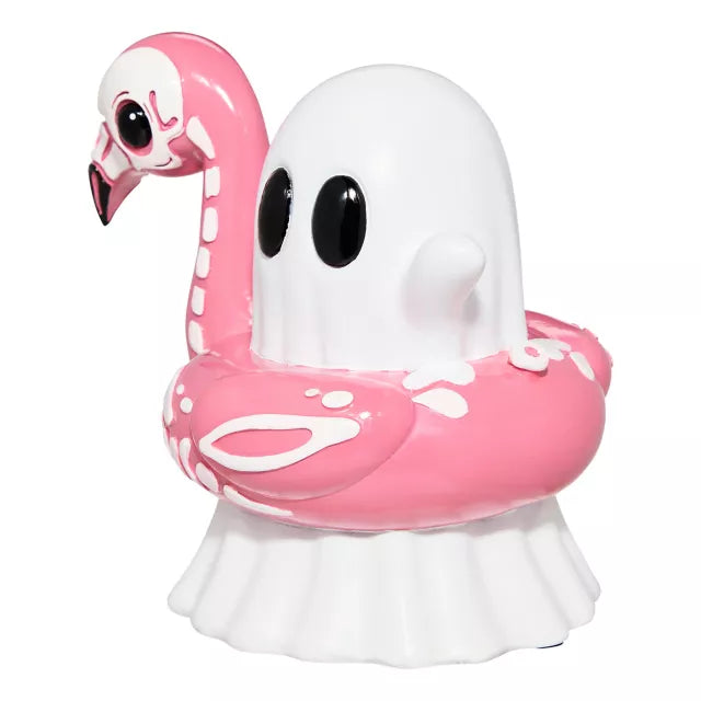 Summerween Ghost Flamingo Float Tabletop Statue