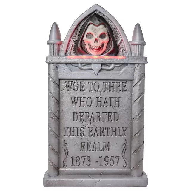 24 Inch Woe To Thee Grim Reaper Animated Tombstone