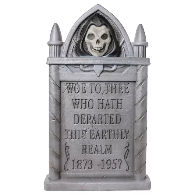 24 Inch Woe To Thee Grim Reaper Animated Tombstone