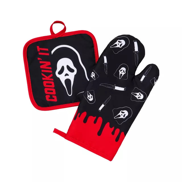 Ghost Face Oven Mitt and Pot Holder Set